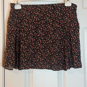 American Eagle Outfitters Black Floral Skater Skirt